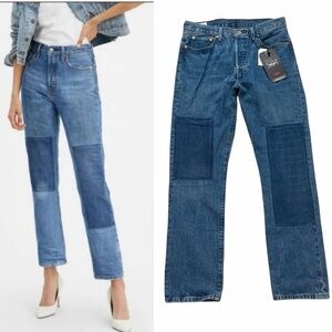 Levi's 501 Patchwork Jeans Straight Leg High Rise Retro 90s Y2K Size 29 NWT